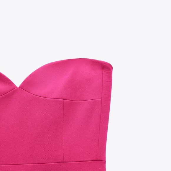 ZARA PINK BUSTIER MIDI DRESS - Picture 7 of 11